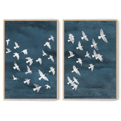 Paire d'oiseaux en vol