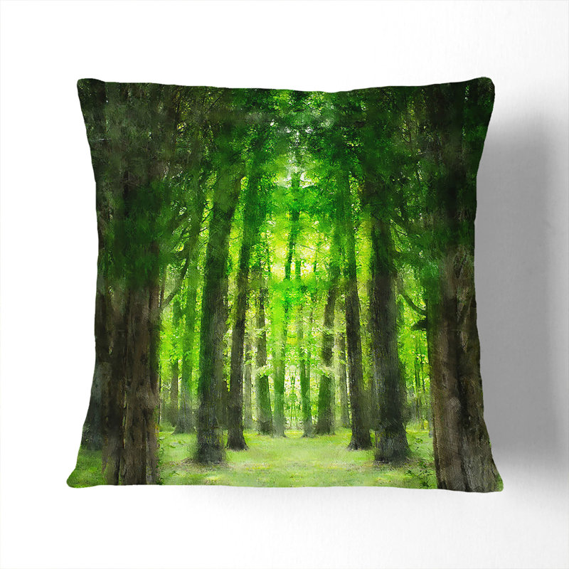 Green Forest Vol.2 Painting Square Throw Cushion, Stone, 40cm H x 40cm W x 15cm D