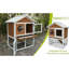 Cage à 2 niveaux, toit imperméable, plateau coulissant amovible, fenêtre d'observation, endroit sécuritaire pour les petits animaux, fabrication en bois massif