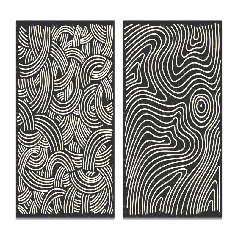 «Japanese Vintage Abstract Abstract Designs XIII», ensemble de 2 reproductions, Toile tendue, H 20 po x l 24 po x P 1 po