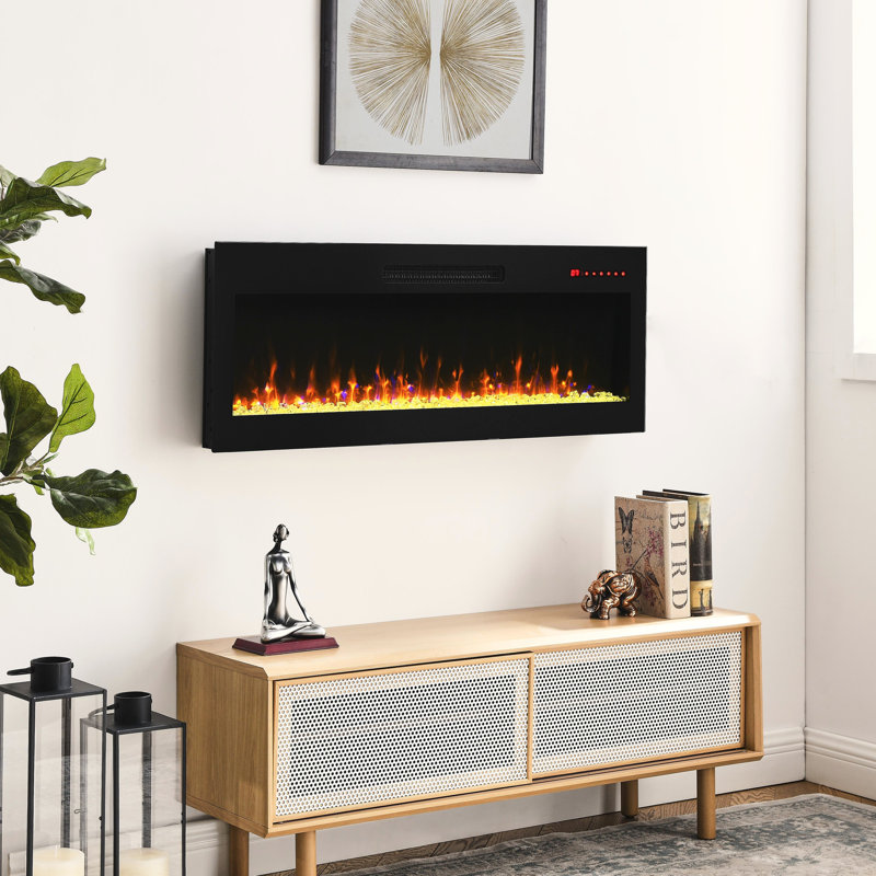 Foyer ultra mince de 42 pouces, flamme multicolore et 11 réglages de température, foyer électrique de style monté 42 po, température 5 réglages de luminosité, chaleur de 5000 / H, télécommande