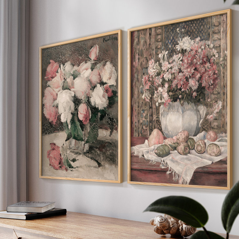 «Vintage Floral LII», 2 pièces sur papier, Naturel, H 14 po x l 22 po