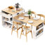Îlot de cuisine extensible pour 2 à 6 personnes, table coulissante de 130 cm, armoire de 80 x 70 cm, double espace de rangement, station de recharge intégrée, finition blanche, grain de bois naturel avec table 4/6, tiroirs latéraux.-1491169263-1491169261-1491169262