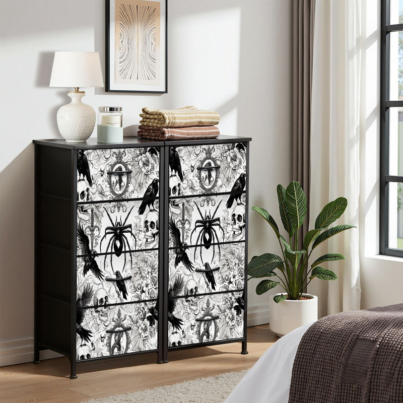4 Drawer Dresser for Bedroom, Narrow Chest of Drawers, Wooden Top and Study Iron Frame 18"x37.5"-(WxH)