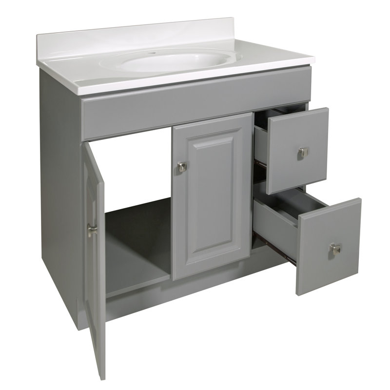 Meuble-lavabo de 37 po Wyndham avec comptoir à un trou, entièrement assemblé, Gris