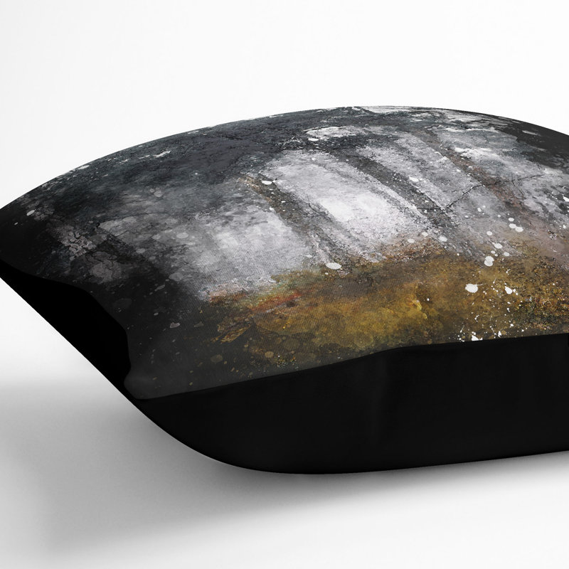 Forest in Russia Paint Splash Cushion with Filling, 55cm H x 55cm W x 20cm D, Black