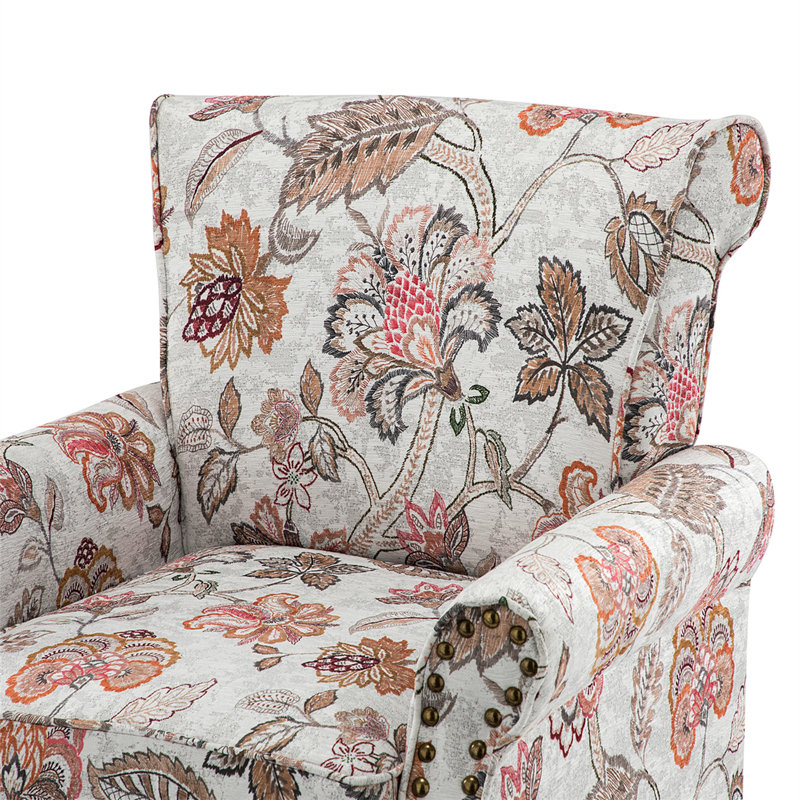 Fauteuil avec garniture cloutée et pieds tournés, Polypropylène / oléfine rose