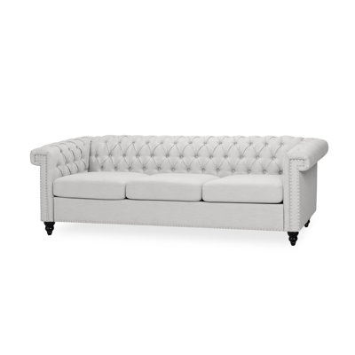 Grey Fabric 3 Seater , With Elegant Button Tufting And A Relaxing Low Back, 83"W X 32"D 26"H Living Room - Seater, Deep Comfortable ,