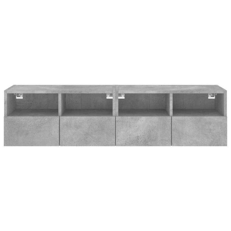 30cm x 30cm-2 piece TV wall cabinet made of wood, 30cm x 30cm, 11.8" H x 47.2" W x 11.8" D, Concrete Grey