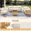 Canapé d'angle de patio avec coussins beiges, résistant aux intempéries, housse amovible, douce et épaisse, design modulaire pour différentes configurations extérieures, design naturel et tissé à la main, personnalisable, tous usages, espaces à l'élégance rustique