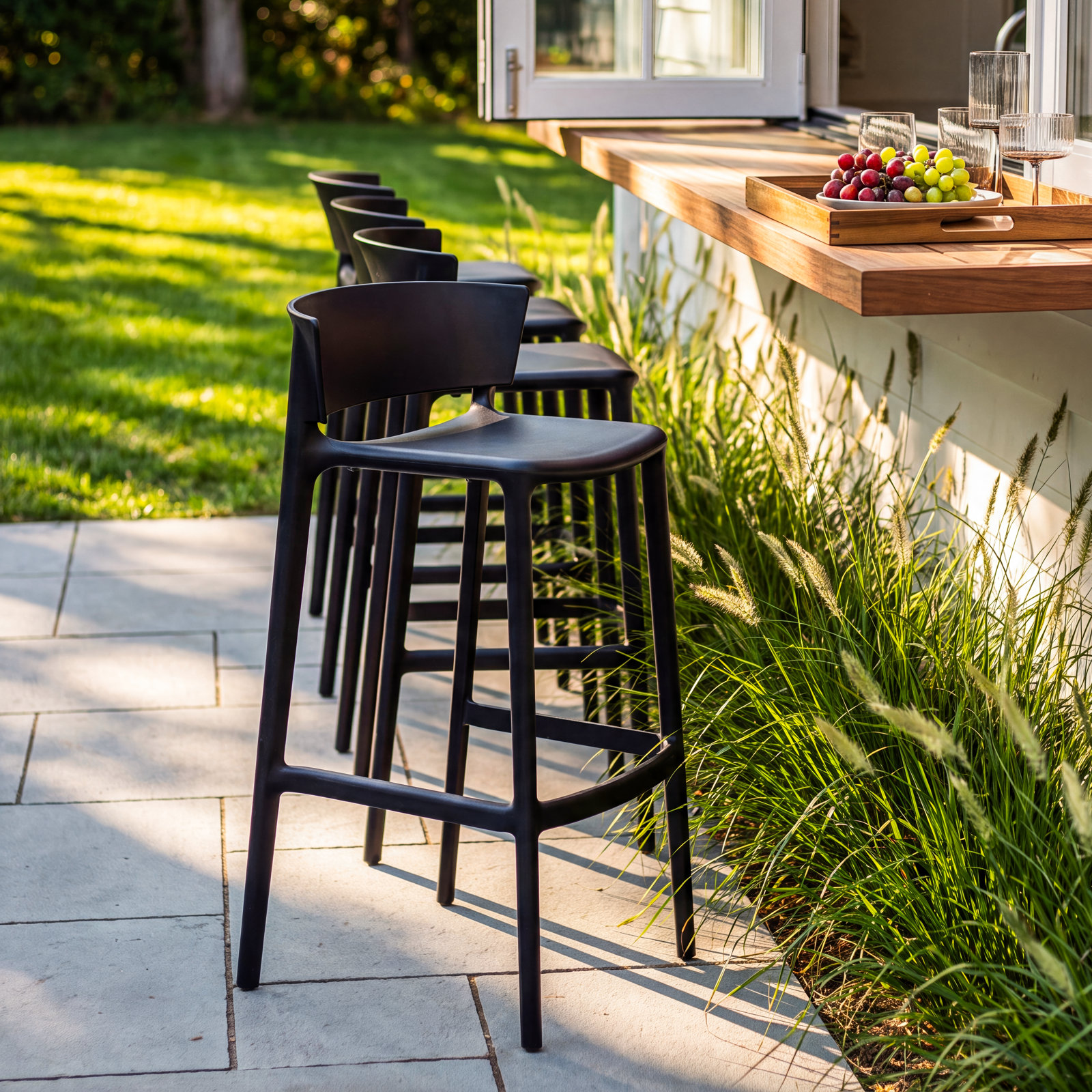 Vondom Africa Patio Bar Stool, Black, 30"