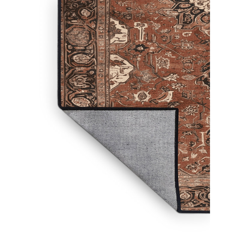 Tapis brun lavable à la machine, Rond 3 pi