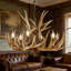 Luminaire de lustre en bois de cerf avec 9 bois en résine, 6 douilles E12, chaîne réglable pour chalet, bar, chalet, hôtel ou chalet rustique