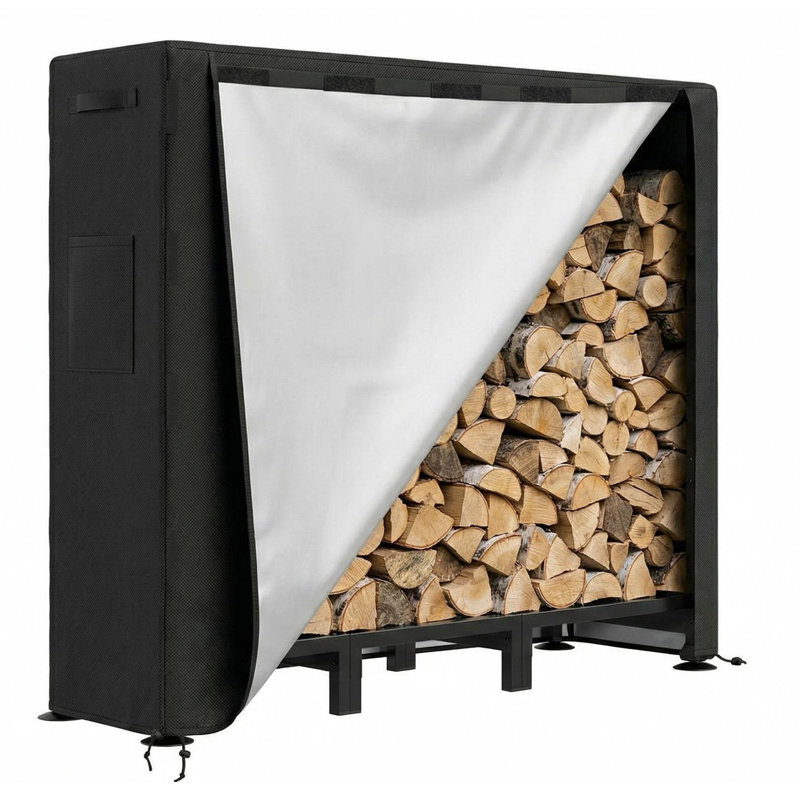 Heavy Duty Outdoor Firewood Rack - Durable Carbon Steel Log Holder - Adjustable Storage Organizer - Weatherproof, For Fireplace, Patio & Backyard - 4FT Firewood Rack + Waterproof Cover