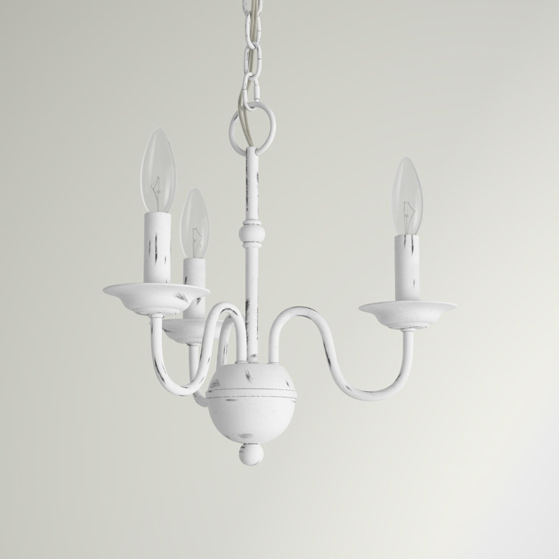 Lustre classique / traditionnel à 3 lumières de style bougie Seiling, Blanc antique