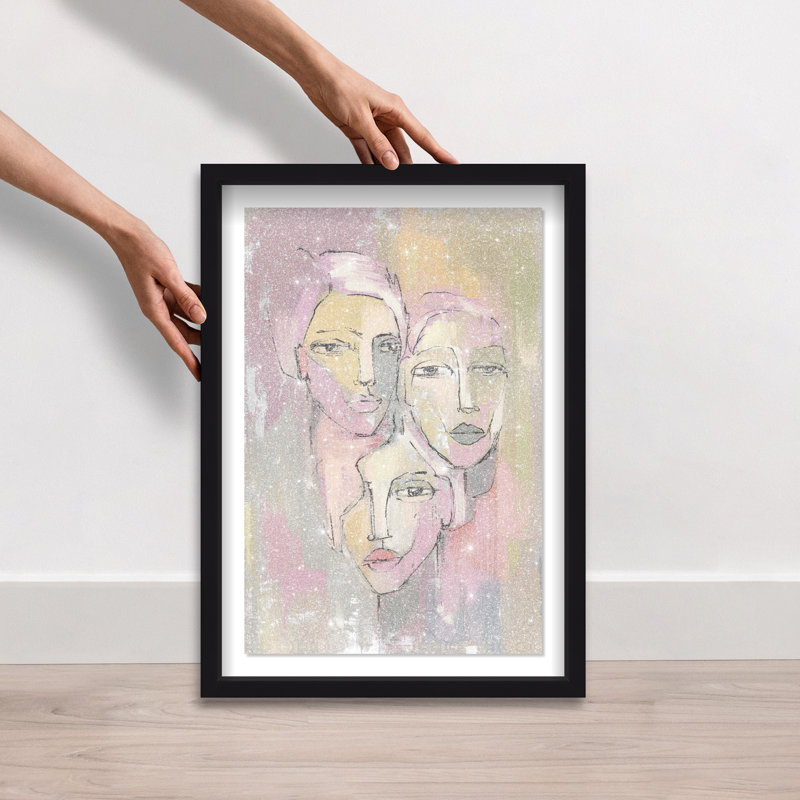 Three Beauties Shadowbox Abstract Print by Oliver Gal, Black Frame, 10 x 15, 25.5"H x 17.5"W, Black Frame