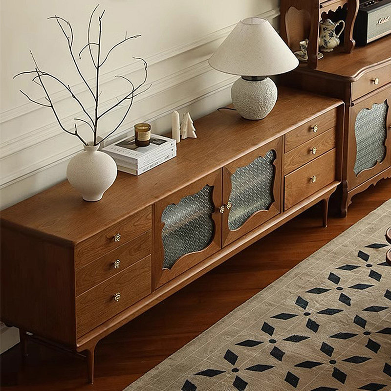 Meuble télé avec rangement minimaliste de style français, H 25,59 po x L 70,87 po x l 16,54 po