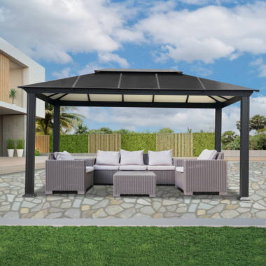 Paragon-Outdoor Santa Monica Aluminum Patio Gazebo with Mosquito Netting