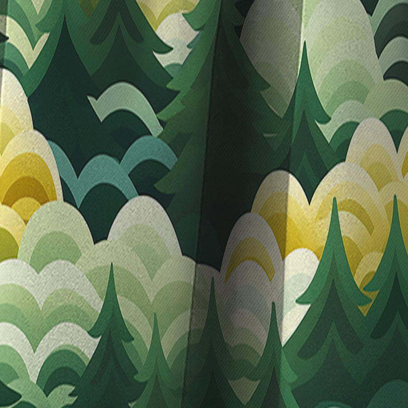 Motif de forêt vert et jaune - Rideau floral - Rideau floral occultant en velours - 1 panneau, L 52 po x L 108 po