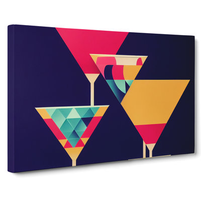 Cocktail Geometric Art Abstract - Wrapped Canvas