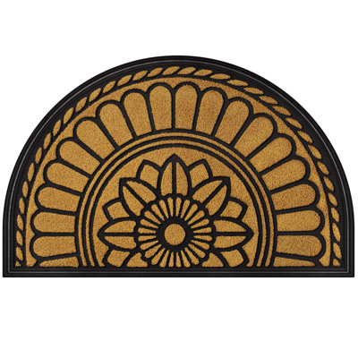 Half Circle Entry Mat 24"x36" - Low-Profile Non-Slip Durable Doormat for Garage, Patio & Front Door