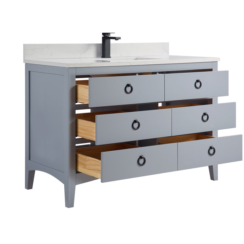 48" Solid Wood Sink Vanity With 1" Top, Black, Cadet