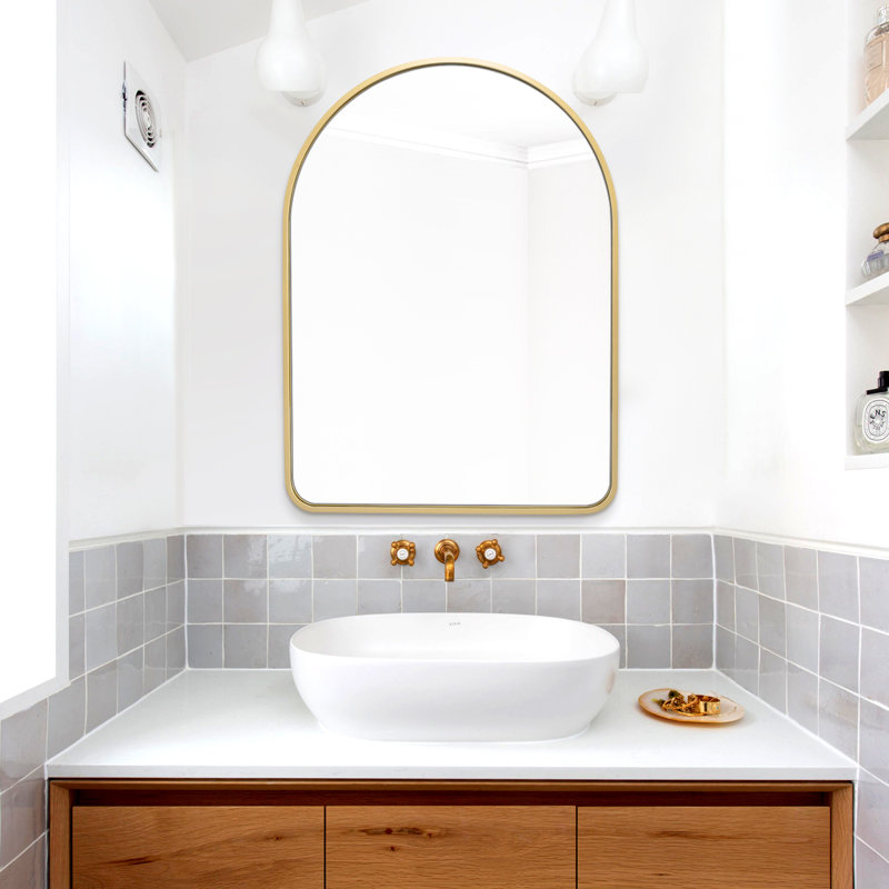Bulle Metal Flat Wall Mirror, Gold