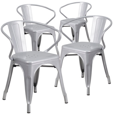 Joubert Commercial Grade Metal Indoor-Outdoor Chair with Arms