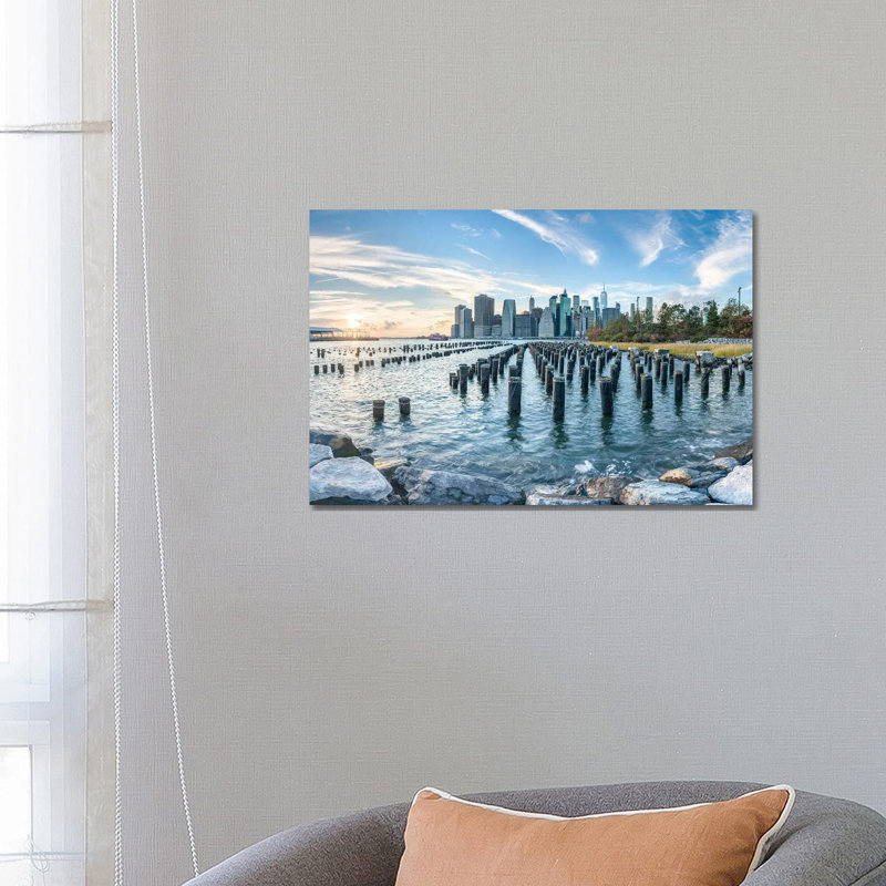 Manhattan Skyline Seen from Pier 1 Piece Wrapped Canvas Wall Art, 66.04 cm H x 45.72 cm W x 1.91 cm D