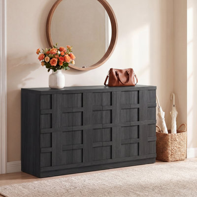 62.52" W Fluted Sideboard Buffet Cabinet With Storage, 4-Door Large Buffet Cabinet For Kitchen, Dining Room And Living Room