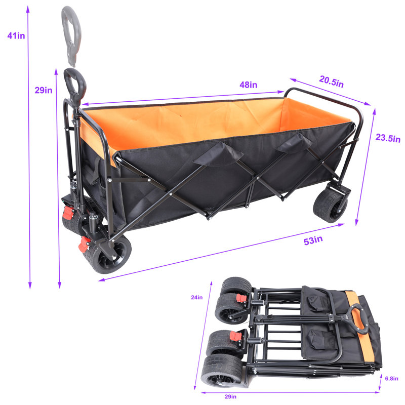 Chariot à chariot extensible Big Long, Noir / orange,  H 3 pi 42 po x l 4 pi 42 po x P 1 pi 71 po