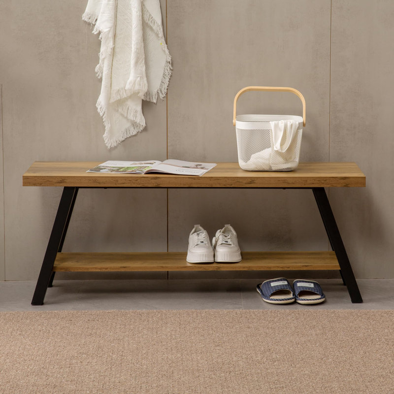 Banc de rangement Jodine, Chêne rustique