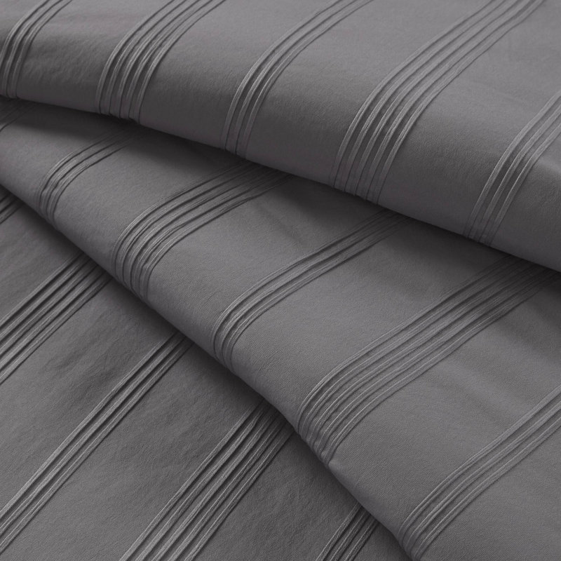 Ensemble d'édredon tissé à rayures Logan, Gris anthracite, rayé, Grand édredon + 6 pièces supplémentaires