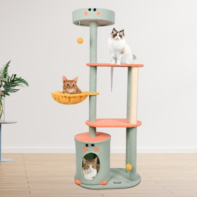 Arbre à chat et hamac en fausse fourrure multi-niveaux avec hamac GOOPAWS
