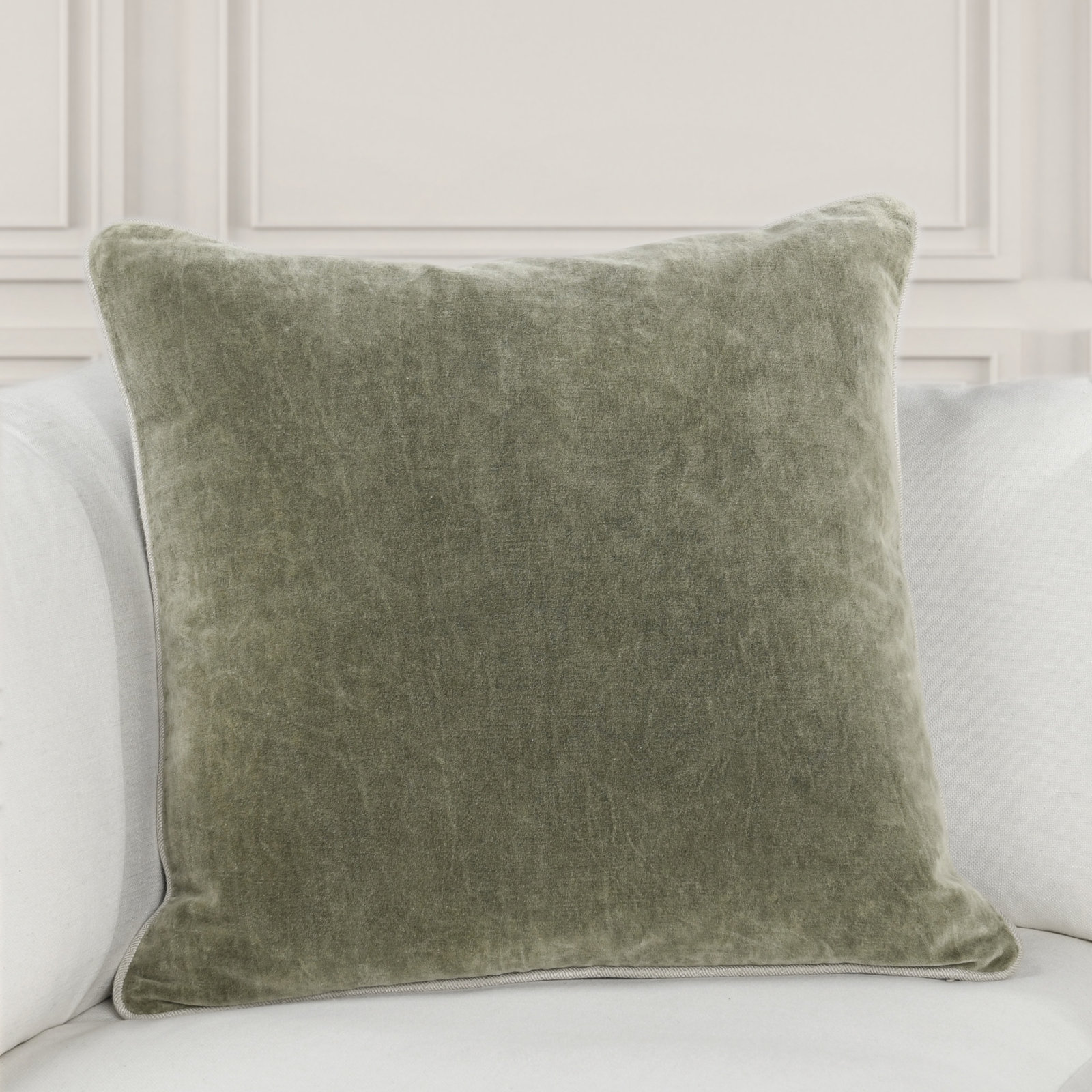 Goodall Cotton Throw Pillow, Moss Green, Square 22"