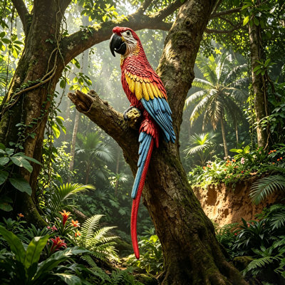 Rory Hanging Scarlet Macaw Parrot Statue
