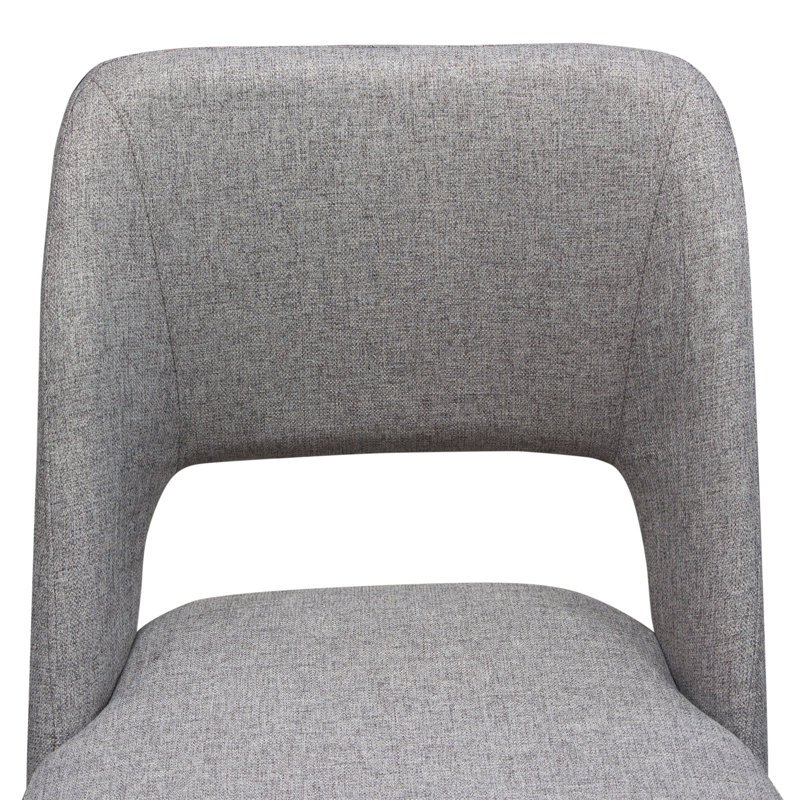 Ensemble de (2) chaises de salle à manger Reveal en tissu gris avec pieds en métal thermolaqué noir