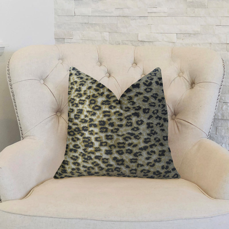 Animal Print Linen Reversible Throw Pillow, 24" H x 24" W