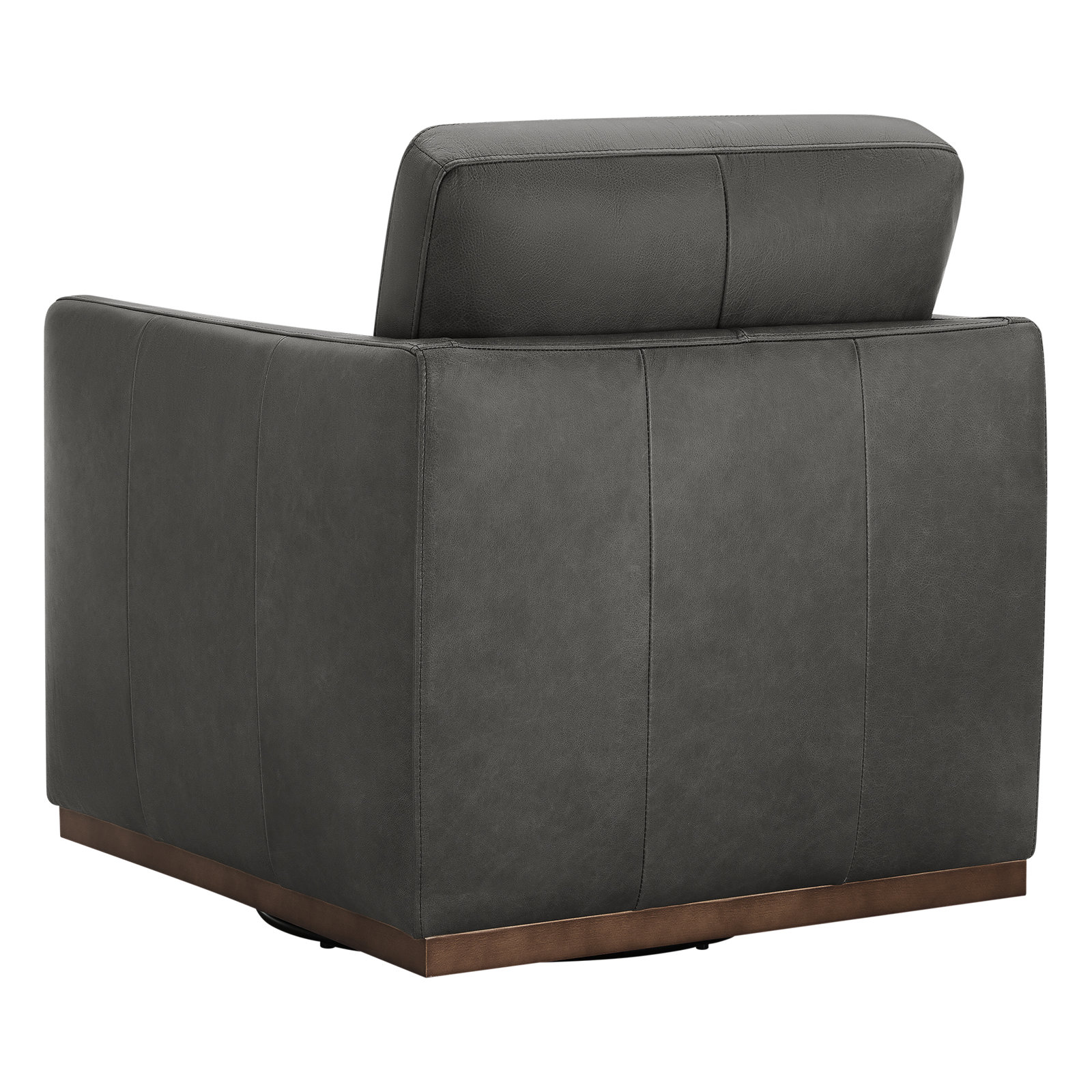 Bobbi Genuine Leather Swivel Armchair, Marseille Black Genuine Leather