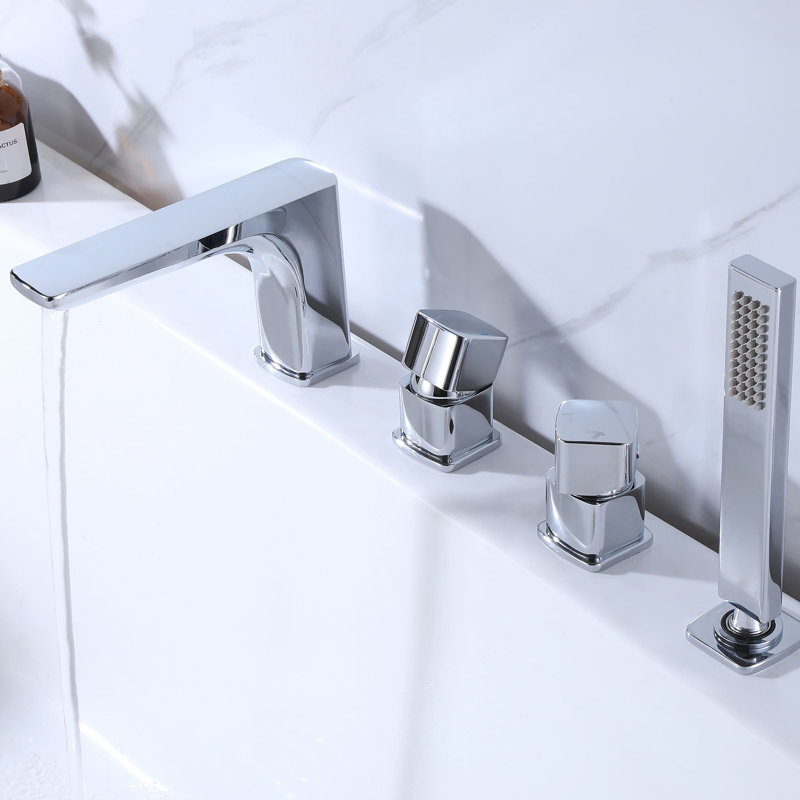Douchette pour baignoire à deux poignées, Chrome
