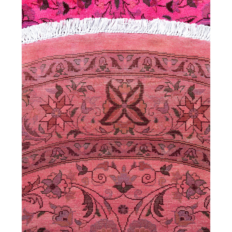 Overdyed Hand-Knotted Wool Modern-Contemporary Pink Area Rug 6' 1" x 6' 1"