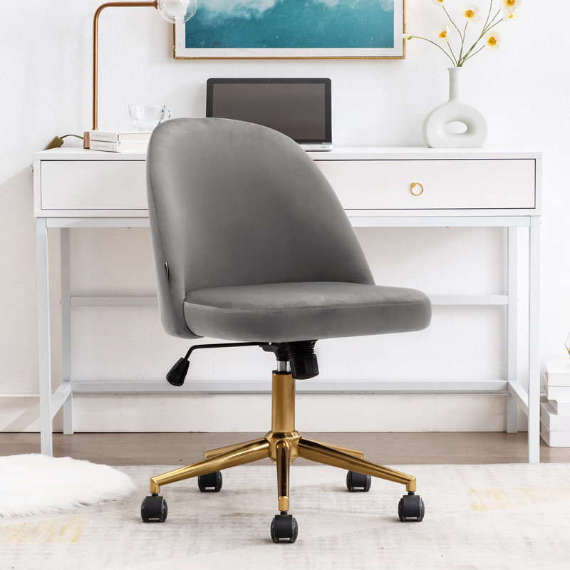 Chaise de bureau pivotante en velours Gael, gris