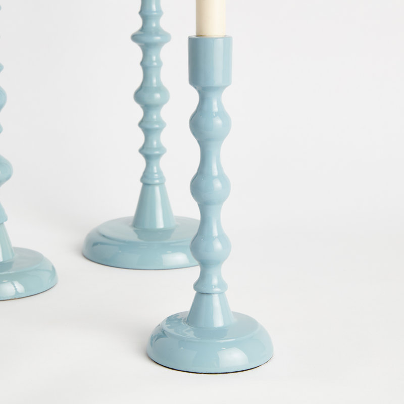 Eclat Enamel-Coated Aluminum Taper Holders in Blue, Blue