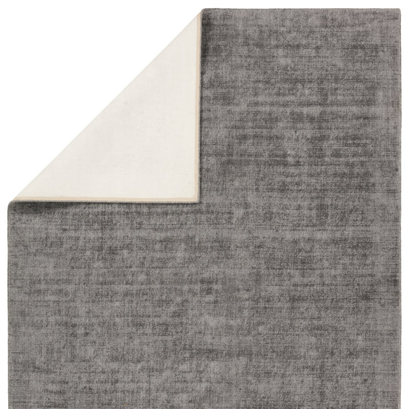 Tapis gris tissé à la main Molter fabriqué avec des matériaux durables, Tapis de couloir 3 pi x 8 pi