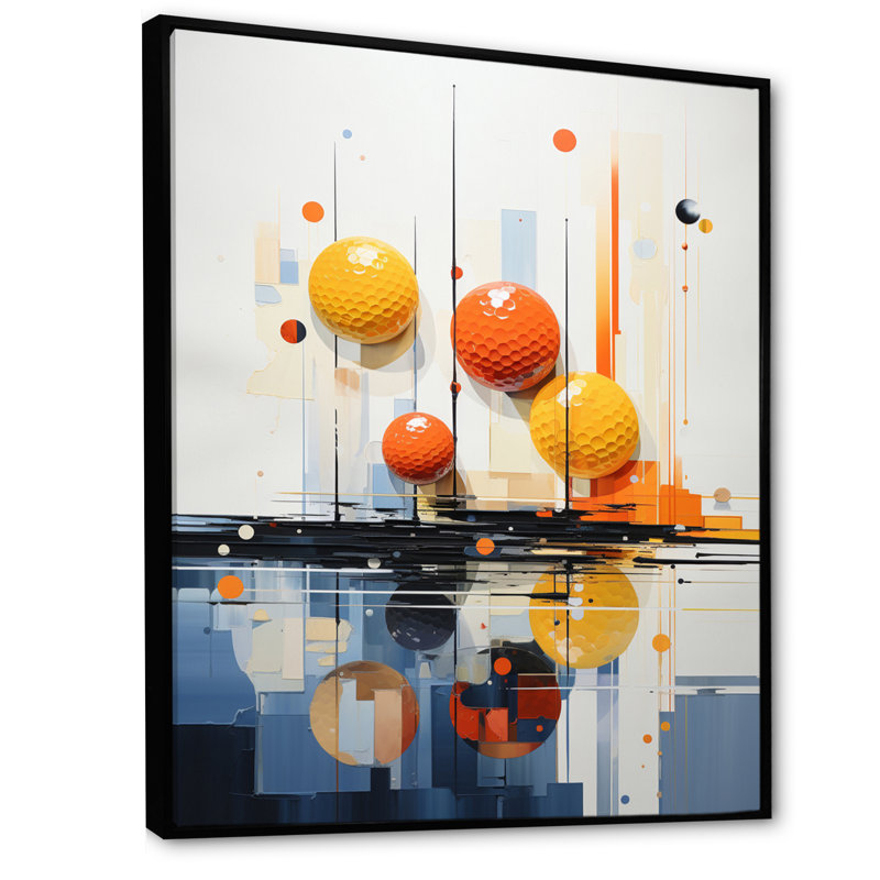 Lerin " Golf Harmonious Collage II ", 44" H x 34" W x 1.5" D, Black Floater Framed