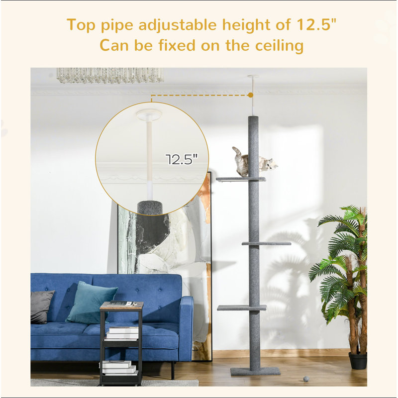 Tour pour chat PawHut, H 102,3 po x l 17 po x P 10,8 po, Gris foncé