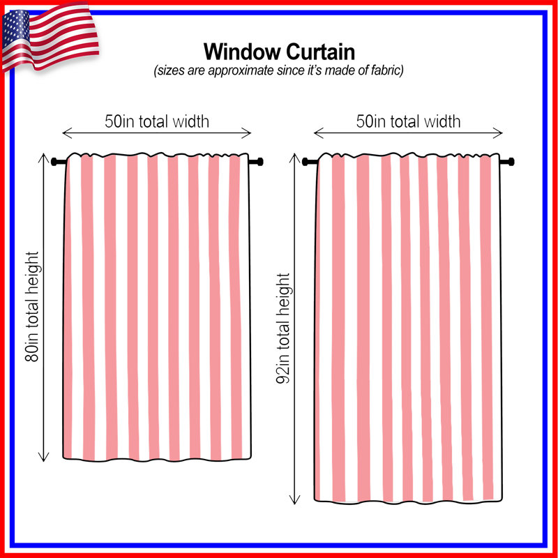 Pink Vertical Stripes Window Curtains, Striped Sheer & Blockout Curtains - 1 Panel, 50 po x 92 po - 1 panneau, Transparent