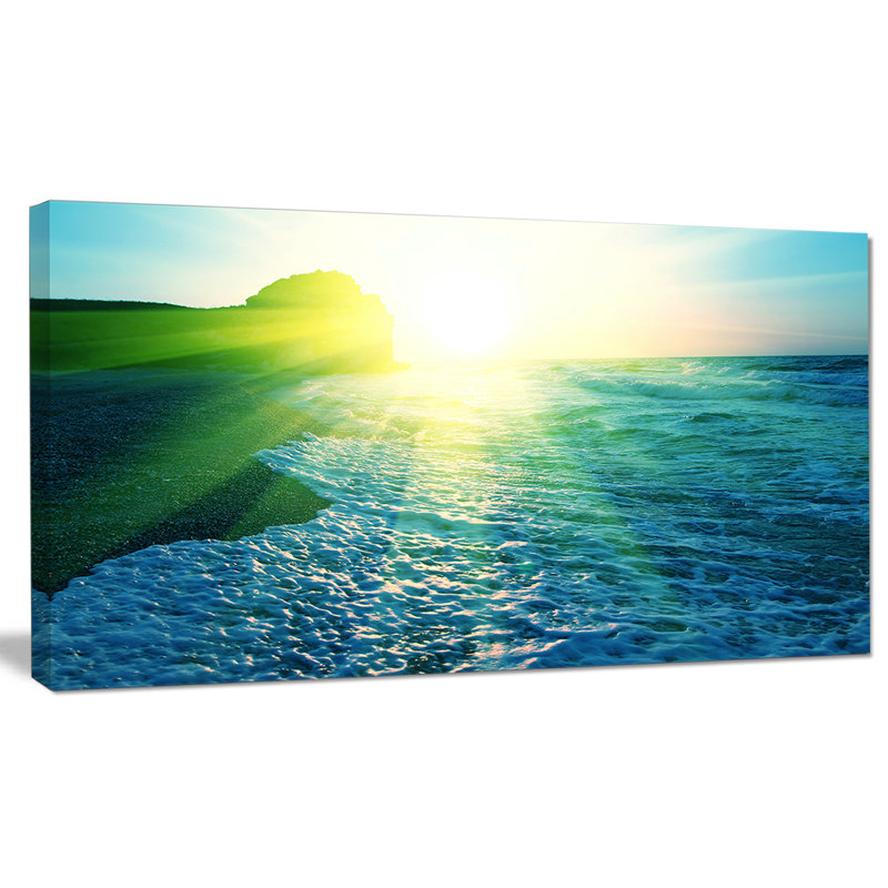 «Foamant Blue Waves», reproduction de photo sur toile tendue, H 16 po x l 32 po