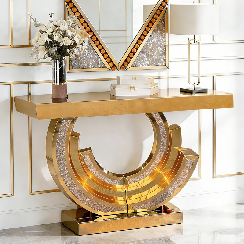 Console à miroir en diamant concassé