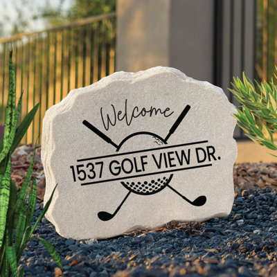 Personalized Golf Welcome Garden Stone, Decorative Outdoor Yard Stone Sign, Golf Lover Gift for Dad, Grandpa, Retirement & Father’s Day Décor